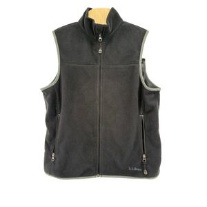 Vintage L.L. Bean Full Zip Fleece Vest Small Polyester Charcoal Gray Gorpcore